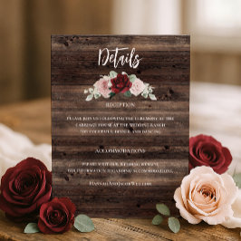 Tarjeta De Recepción Boda rústica de eucalipto y borgoña