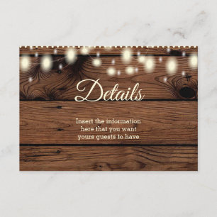 Tarjeta De Recepción Boda rústica de la información de detalles del