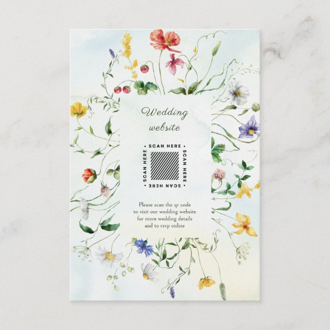 Tarjeta De Recepción Boda Rústica de Verano Romántica en Verde y Blanco (Anverso)