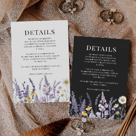 Tarjeta De Recepción Boda Rústica Elegante de Flor Silvestre Negra