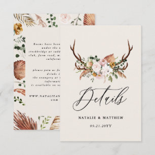 Tarjeta De Recepción Boda rústica elegante floral terracota rosa ciervo
