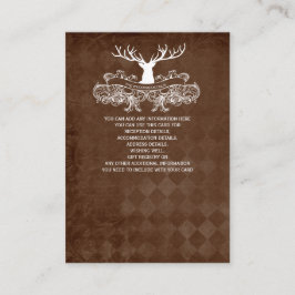 Tarjeta De Recepción Boda Rústico Antler Deer Winter Woodland