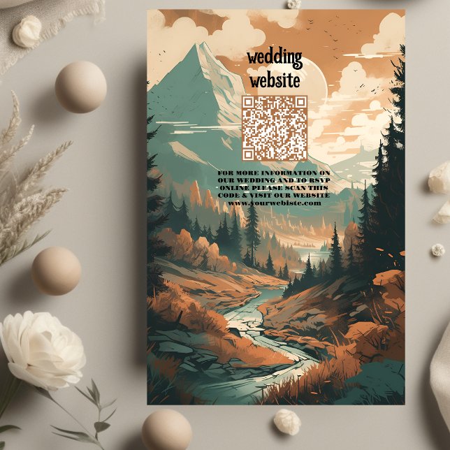 Tarjeta De Recepción Boda Rústico de Bosque de Montaña Evergreen Código (Subido por el creador)