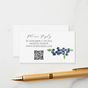 Tarjeta De Recepción Boda Rústico de color de la fruta de arándanos de 