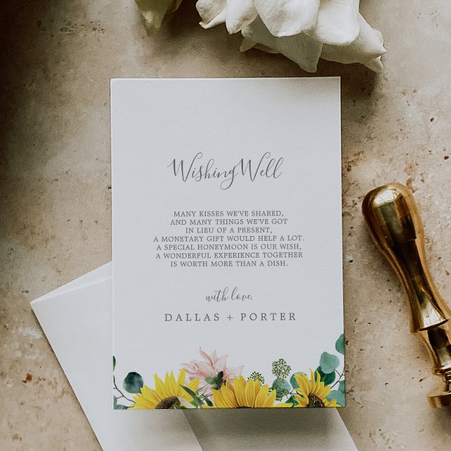 Tarjeta De Recepción Boda Rústico De Eucaliptos De Girasol Que Desee Bi (Subido por el creador)