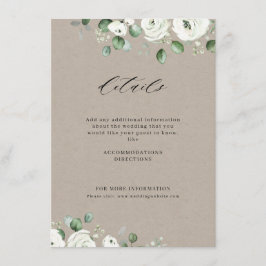 Tarjeta De Recepción Boda rústico de flores blancas de eucalipto