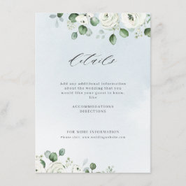 Tarjeta De Recepción Boda rústico de flores blancas de eucalipto