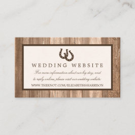 Tarjeta De Recepción Boda Rústico de Herradura y Madera Marrón