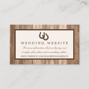 Tarjeta De Recepción Boda Rústico de Herradura y Madera Marrón