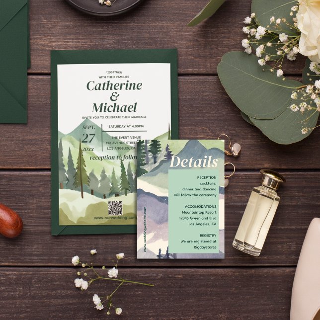 Tarjeta De Recepción Boda Rústico de la Selva Esmeralda (Subido por el creador)