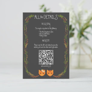 Tarjeta De Recepción Boda Rústico de los gatos forestales captados por