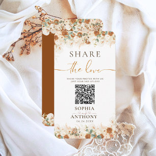 Tarjeta De Recepción Boda Rústico De Uso Compartido De Fotografía De Có