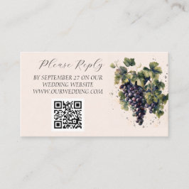 Tarjeta De Recepción Boda Rústico de uvas de destino de viñas