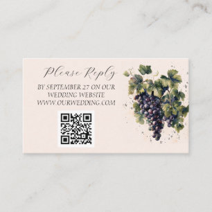 Tarjeta De Recepción Boda Rústico de uvas de destino de viñas
