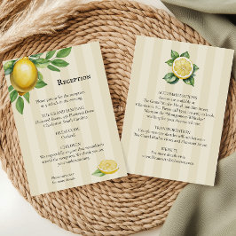 Tarjeta De Recepción Boda Rústico del cítrico amarillo limón de color a