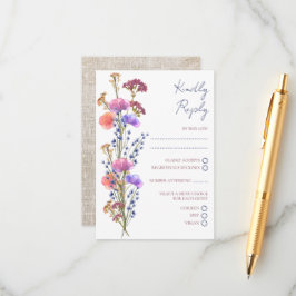 Tarjeta De Recepción Boda Rústico Delicado Acrílico Floral RSVP