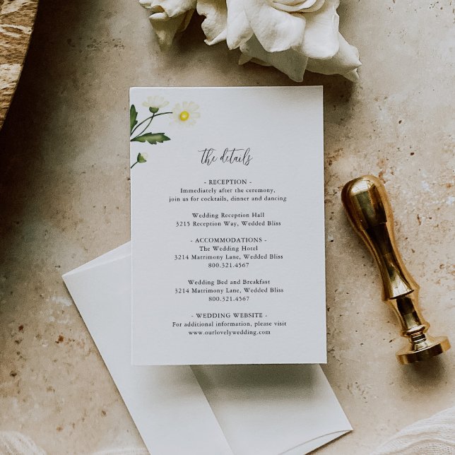 Tarjeta De Recepción Boda Rústico Floral de margarita blanca (Subido por el creador)