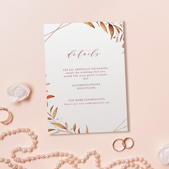 Tarjeta De Recepción Boda Rústico Geométrico de la Generación de Caídos (Modern Fall Greenery Geometric Rustic Wedding Enclosure Card)