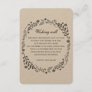 Tarjeta De Recepción Boda rústico. Kraft floral que desea bien. País