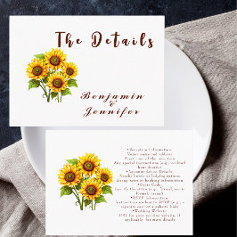 Tarjeta De Recepción Boda Rústico Sencillo De Girasol