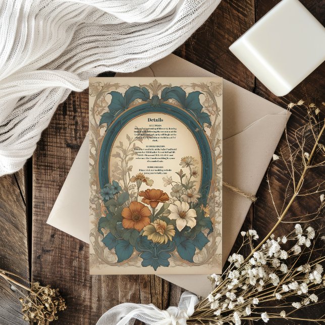 Tarjeta De Recepción Boda Sage Green Art Nouveau Alphonse Mucha (Subido por el creador)