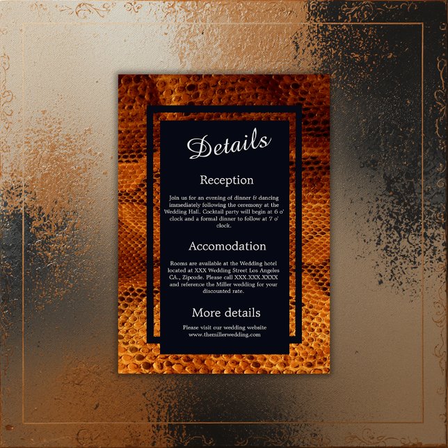 Tarjeta De Recepción boda salvaje de piel de serpiente de lujo (Subido por el creador)