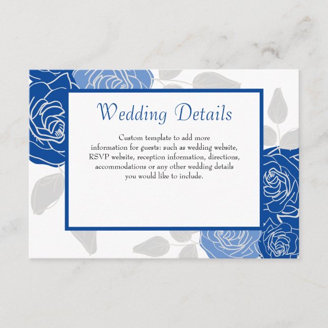 Tarjeta De Recepción Boda sencilla chic rosa floral azul (Anverso)