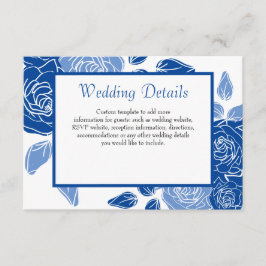 Tarjeta De Recepción Boda sencilla chic rosa floral azul