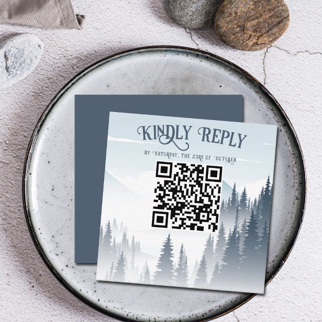 Tarjeta De Recepción Boda silvestre de niebla de montaña gris RSVP (Subido por el creador)