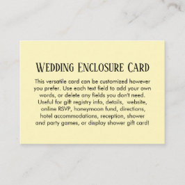 Tarjeta De Recepción Boda Simple Amarillo Pálido Personalizada DIY