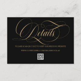 Tarjeta De Recepción Boda Simple Clásica Dorada Negra