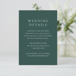 Tarjeta De Recepción Boda Simple Clásica Esmeralda Verde