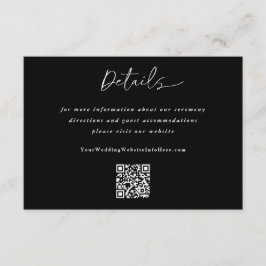 Tarjeta De Recepción Boda Simple Código QR Detalles Caligrafía Moderna