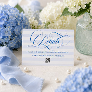 Tarjeta De Recepción Boda Simple con Rayas Azules