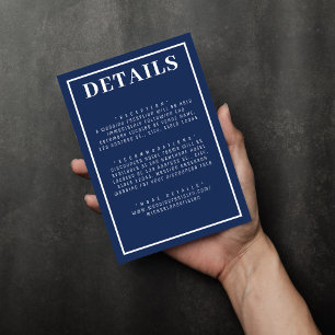 Tarjeta De Recepción Boda simple de borde blanco azul naumático