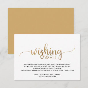 Tarjeta De Recepción Boda simple de caligrafía de oro deseando lo mejor