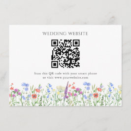 Tarjeta De Recepción Boda simple de código QR de flor silvestre