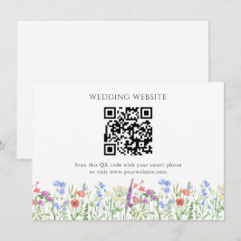 Tarjeta De Recepción Boda simple de código QR de flor silvestre