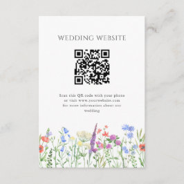 Tarjeta De Recepción Boda simple de código QR de flor silvestre