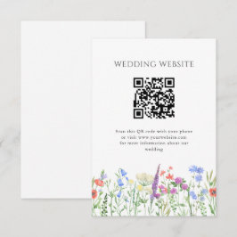 Tarjeta De Recepción Boda simple de código QR de flor silvestre