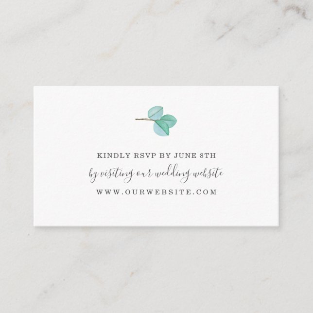Tarjeta De Recepción Boda simple de eucalipto verde RSVP en línea (Anverso)