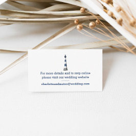 Tarjeta De Recepción Boda simple del faro blanco azul