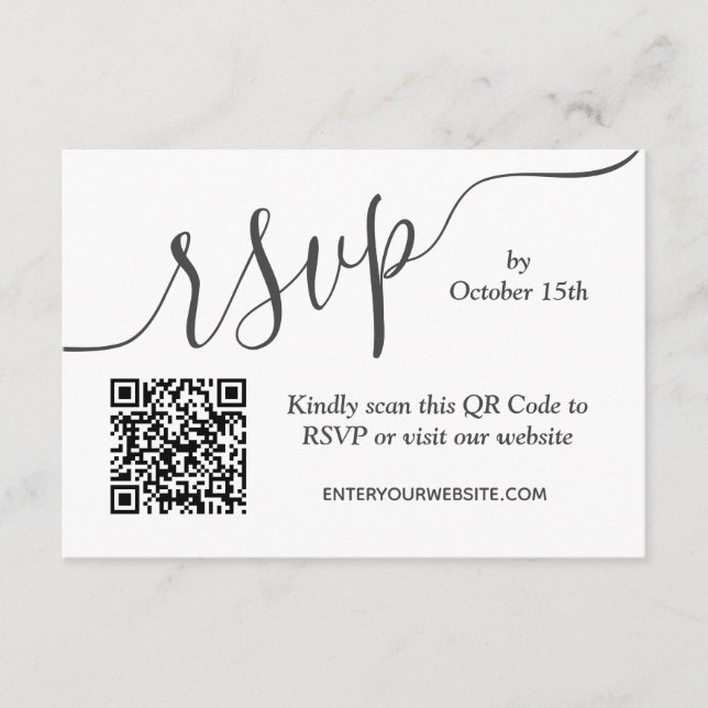 Tarjeta De Recepción Boda simple en blanco y negro (Anverso)