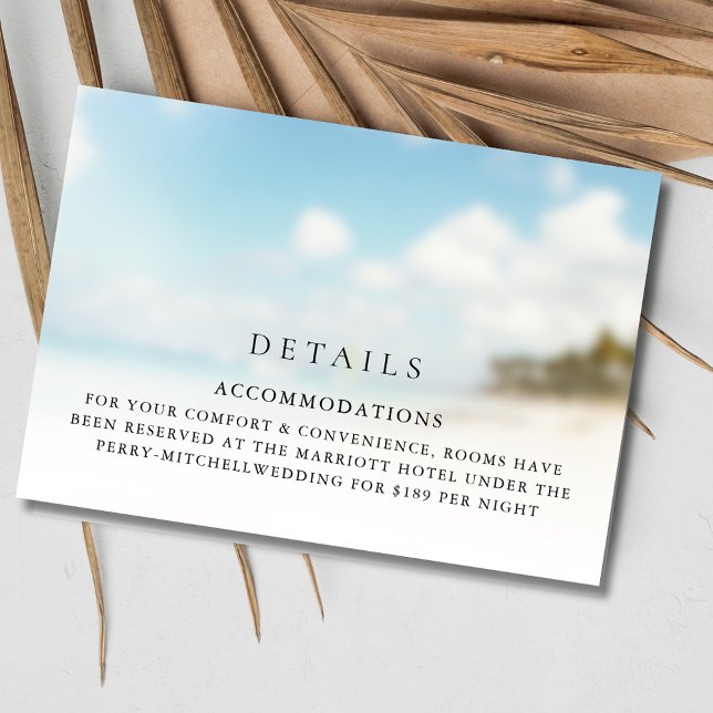 Tarjeta De Recepción Boda simple en la playa (Simple Beach Wedding Enclosure Card)