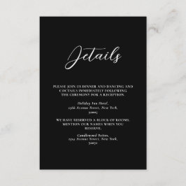 Tarjeta De Recepción Boda simple minimalista en blanco y negro