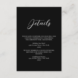 Tarjeta De Recepción Boda simple minimalista en blanco y negro