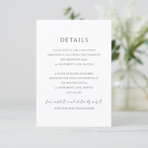 Tarjeta De Recepción Boda Simple Moderna y Elegante