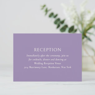 Tarjeta De Recepción Boda simple morado moderno