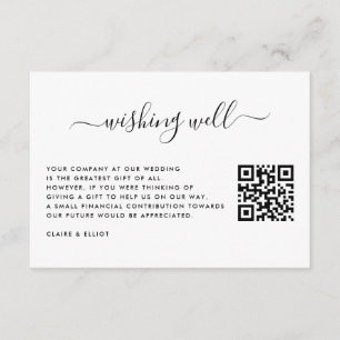 Tarjeta De Recepción Boda simple que desea bien con código QR
