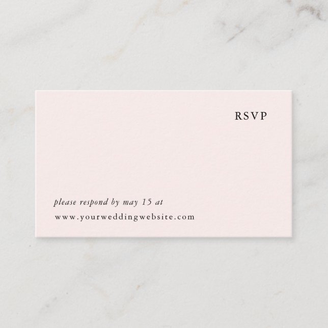 Tarjeta De Recepción Boda Simple Rosa Pálido | RSVP en Línea (Anverso)